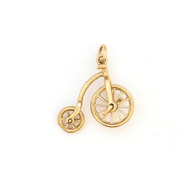 Vintage 18k Old Fashioned Bicycle Pendant, Red Stone Bicycle Charm, 18k Yellow Gold Penny Farthing Pendant Charm, Victorian cheapest Bicycle Charm