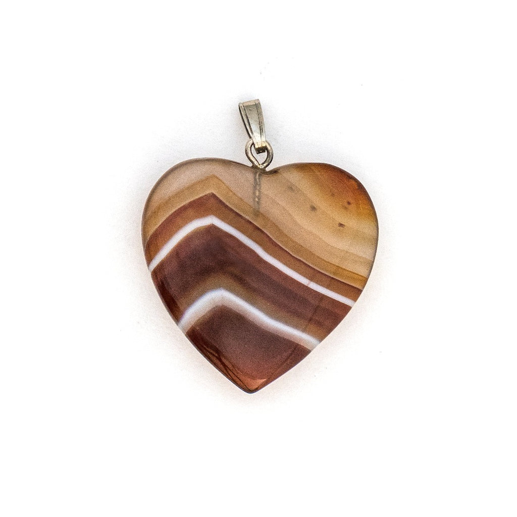 STERLING SILVER online 34mm HEART SHAPERD WHITE AGATE PENDANT